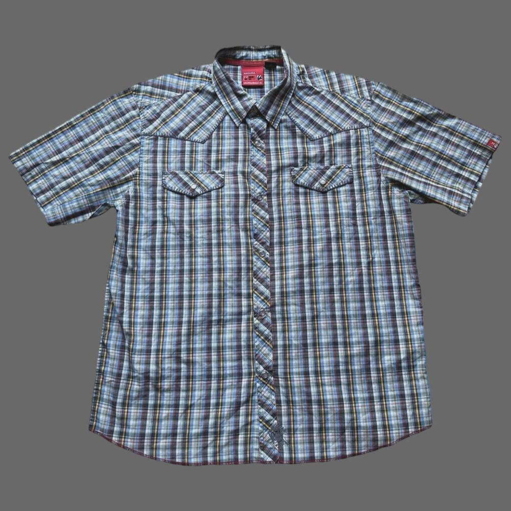 Y2K Quiksilver QuikJean Pearl Snap Western Shirt Mens XL